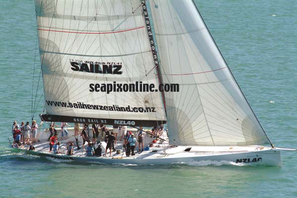NZL-40, a former Americas Cup yacht, takes tourists sailing on Auckland's Waitemata Harbour. She is operated by SailNZ. 17 January 2005. Photo by SeapixOnline.com